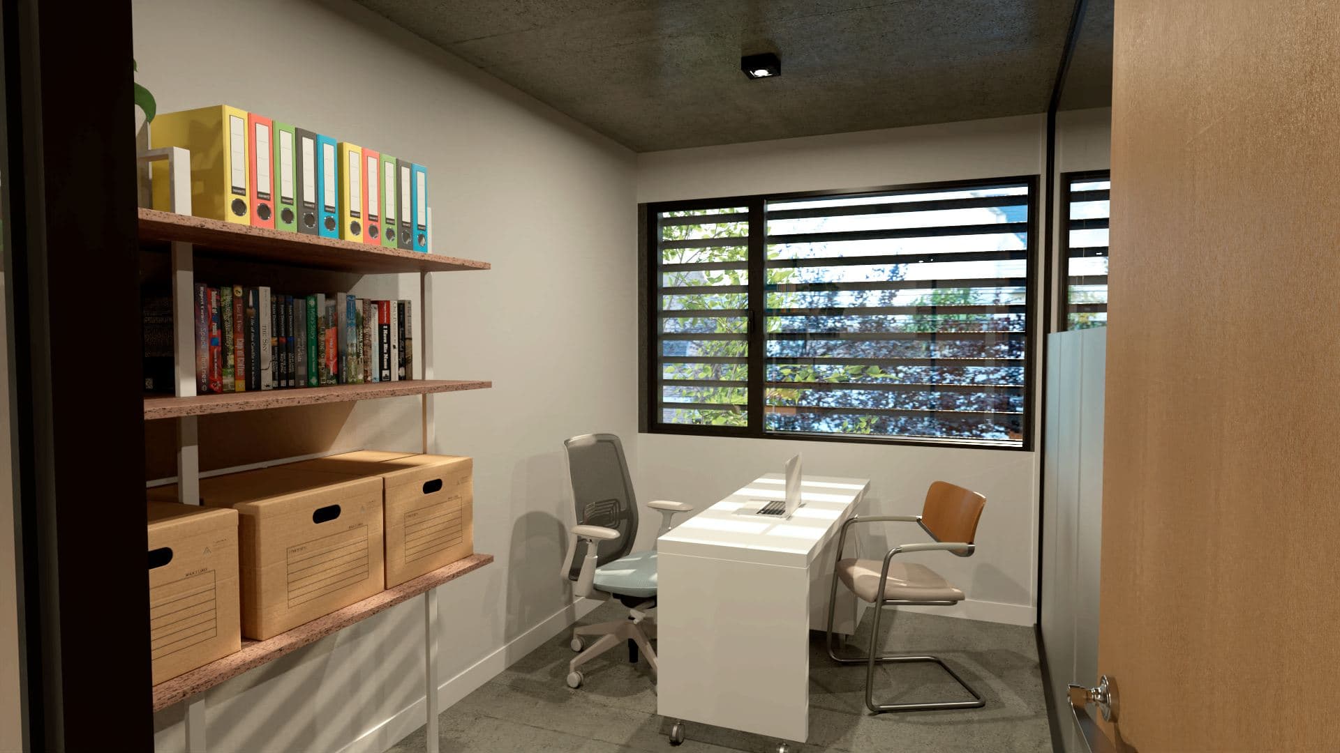 Oficina con biblioteca y archivo