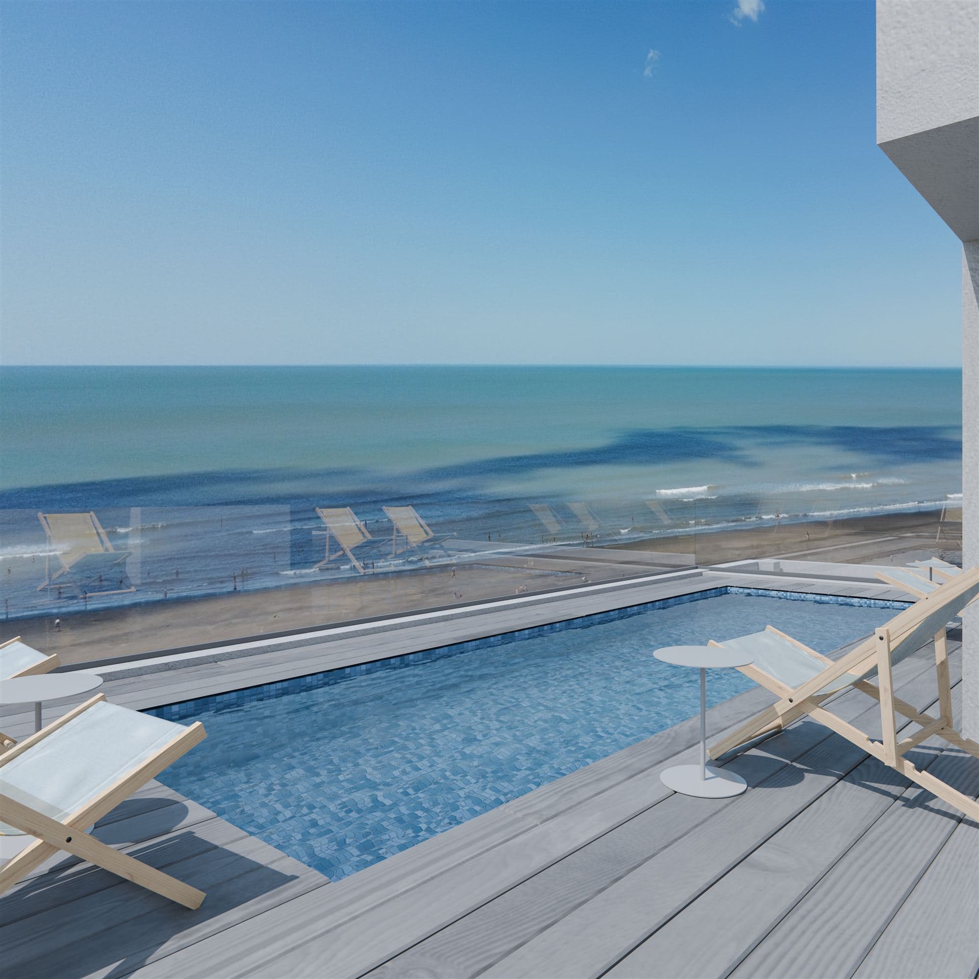 Piscina en terraza con reposeras