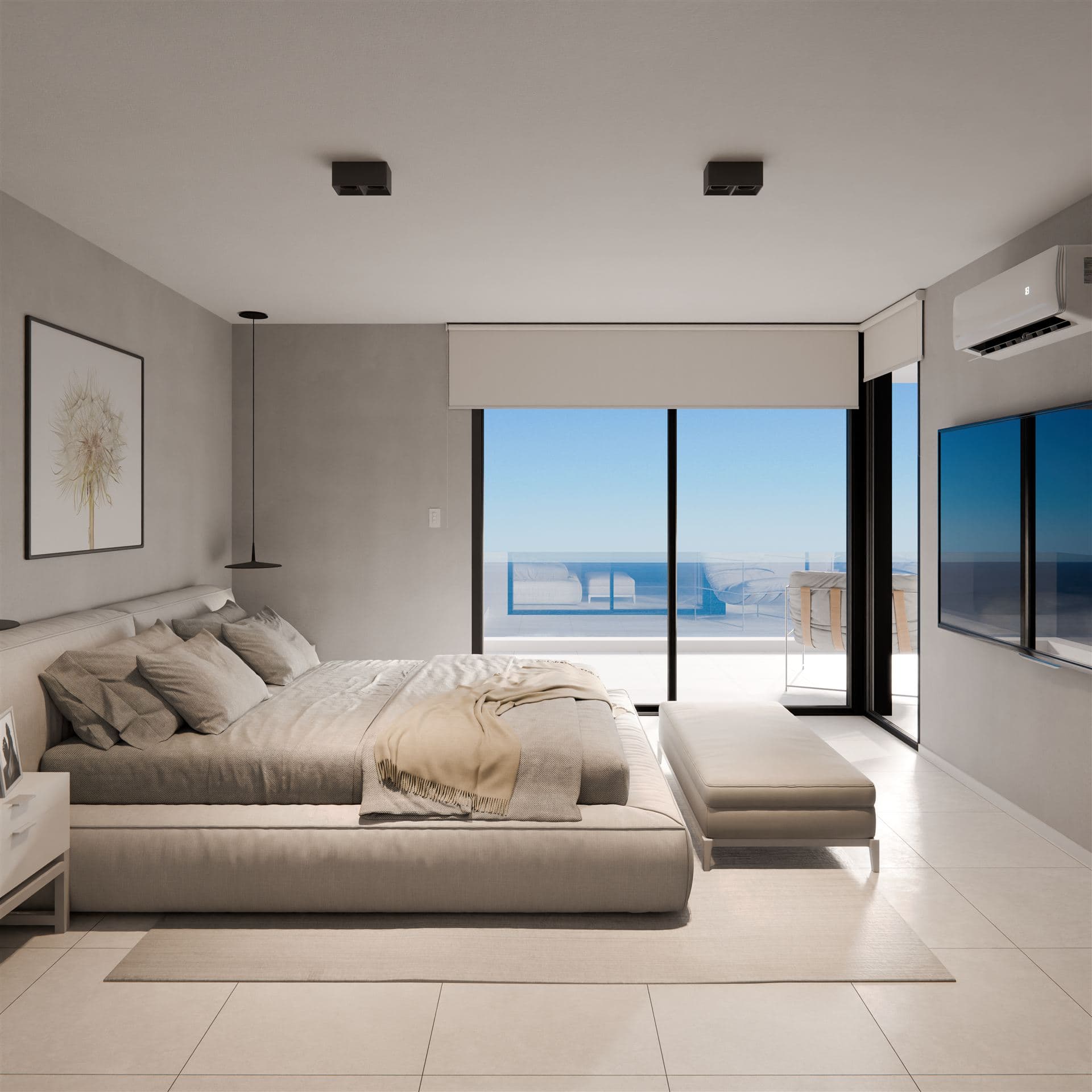 Dormitorio en suite con vista al mar