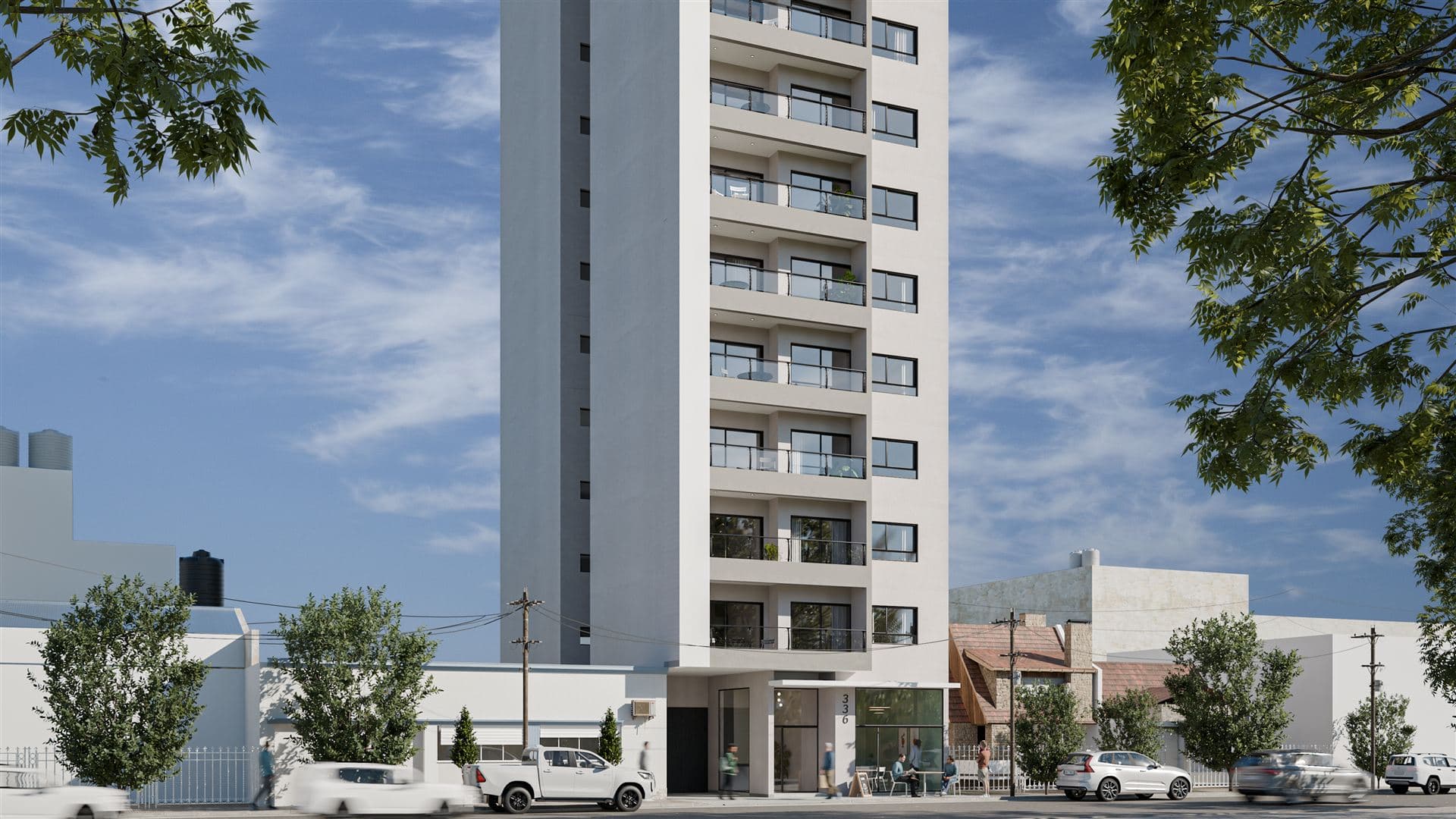 Render exterior de Torre Moreno en Bahía Blanca