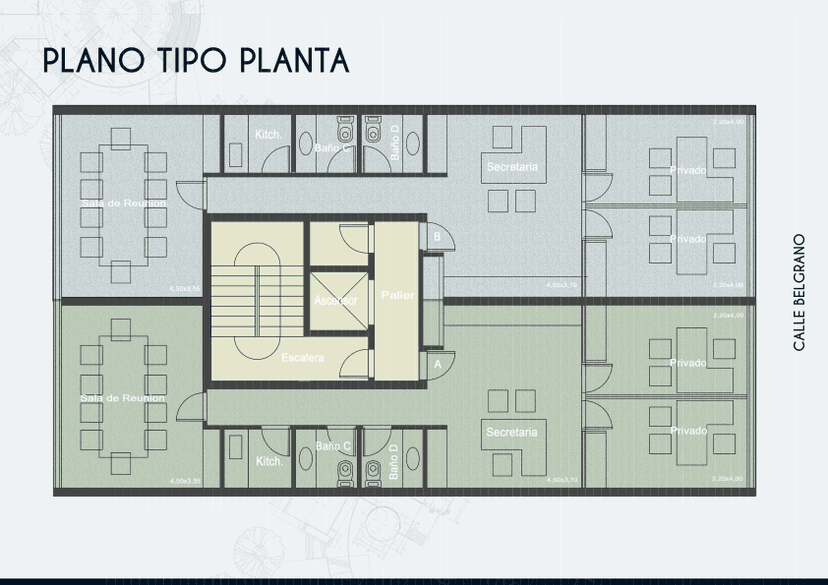 Plano de planta de oficinas de Belgrano Smart Office